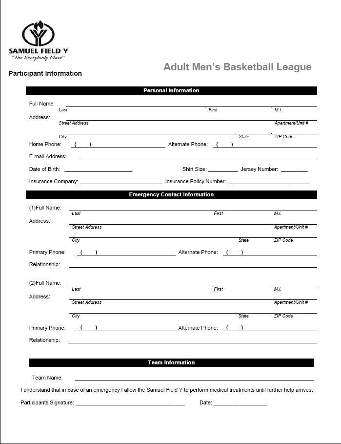 SamuelFieldYAdultBasketballLeague : League Forms : Samuel Field Y Adult ...